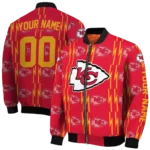 personalized kansas city chiefs bolt stripe red bomber jacket best selling