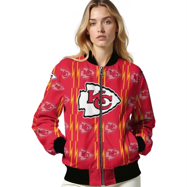 personalized kansas city chiefs bolt stripe red bomber jacket latest model