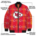 personalized kansas city chiefs bolt stripe red bomber jacket best selling