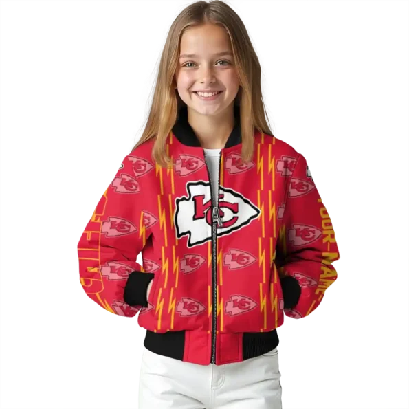 personalized kansas city chiefs bolt stripe red bomber jacket top rated