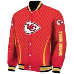 personalized kansas city chiefs chevron arrow red varsity jacket best selling