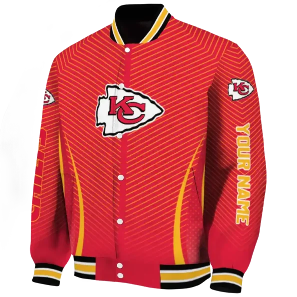 personalized kansas city chiefs chevron arrow red varsity jacket best selling