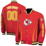 personalized kansas city chiefs chevron arrow red varsity jacket best selling
