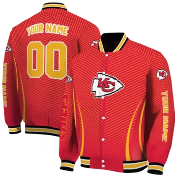 personalized kansas city chiefs chevron arrow red varsity jacket fashion forward
