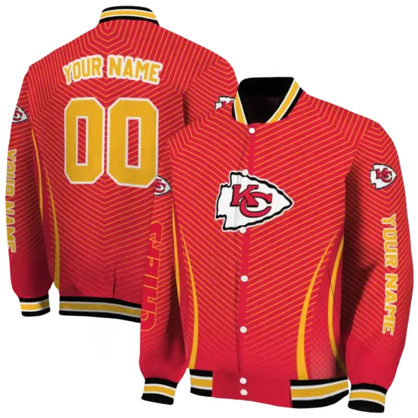 personalized kansas city chiefs chevron arrow red varsity jacket fashion forward