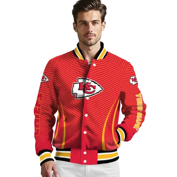 personalized kansas city chiefs chevron arrow red varsity jacket high quality