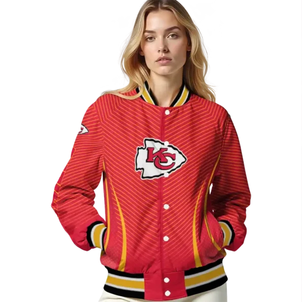 personalized kansas city chiefs chevron arrow red varsity jacket latest model