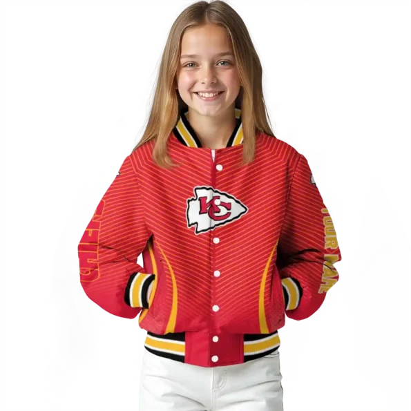 personalized kansas city chiefs chevron arrow red varsity jacket top rated
