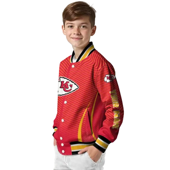 personalized kansas city chiefs chevron arrow red varsity jacket trendy