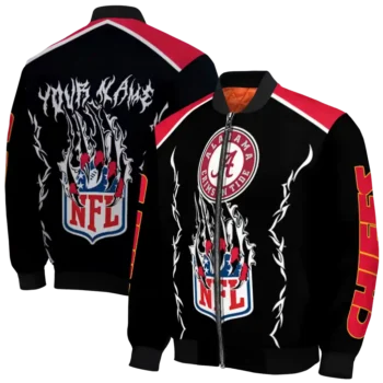 personalized kansas city chiefs claw blood red black bomber jacket fashion forward