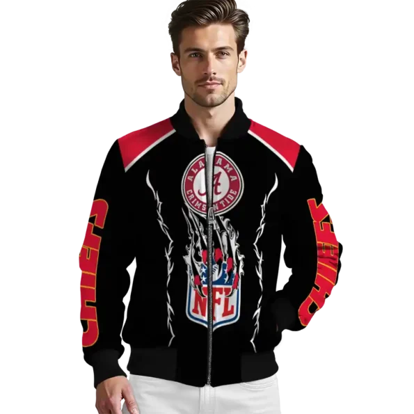 personalized kansas city chiefs claw blood red black bomber jacket high quality