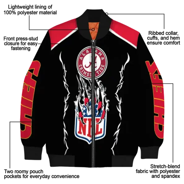 personalized kansas city chiefs claw blood red black bomber jacket new arrival