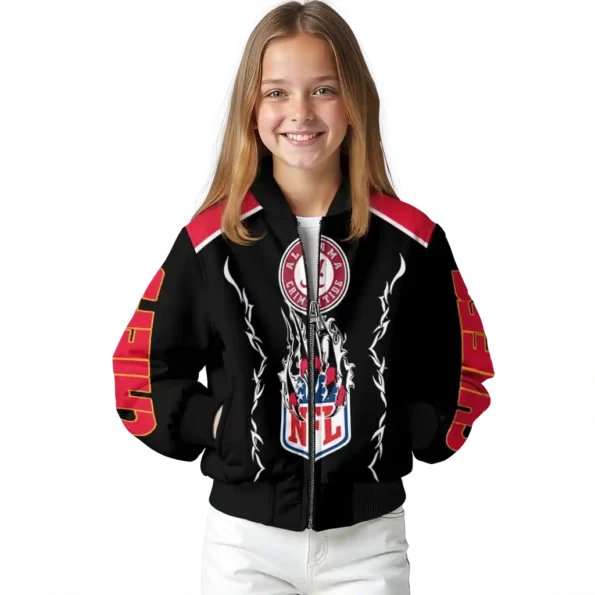 personalized kansas city chiefs claw blood red black bomber jacket top rated