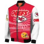 personalized kansas city chiefs ferris arena red white bomber jacket best selling