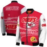 personalized kansas city chiefs ferris arena red white bomber jacket best selling