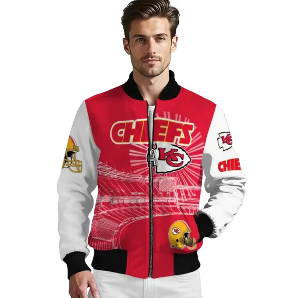 personalized kansas city chiefs ferris arena red white bomber jacket high quality