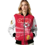 personalized kansas city chiefs ferris arena red white bomber jacket best selling