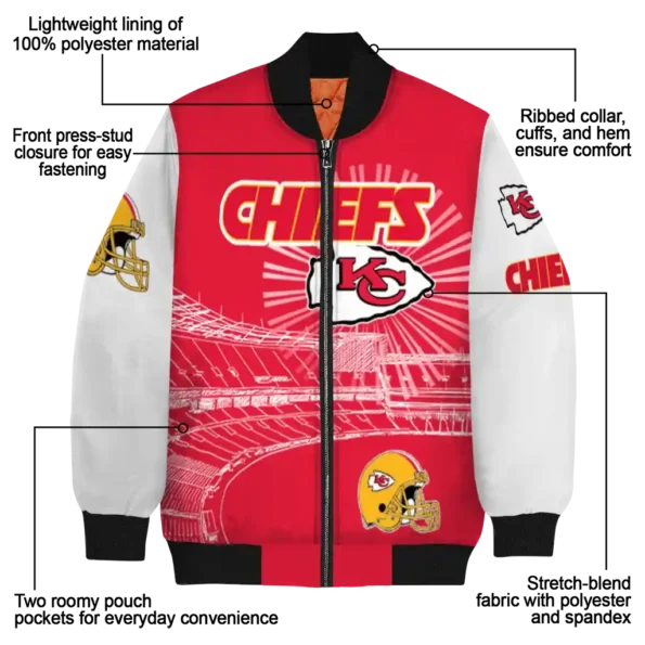 personalized kansas city chiefs ferris arena red white bomber jacket new arrival
