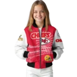 personalized kansas city chiefs ferris arena red white bomber jacket best selling