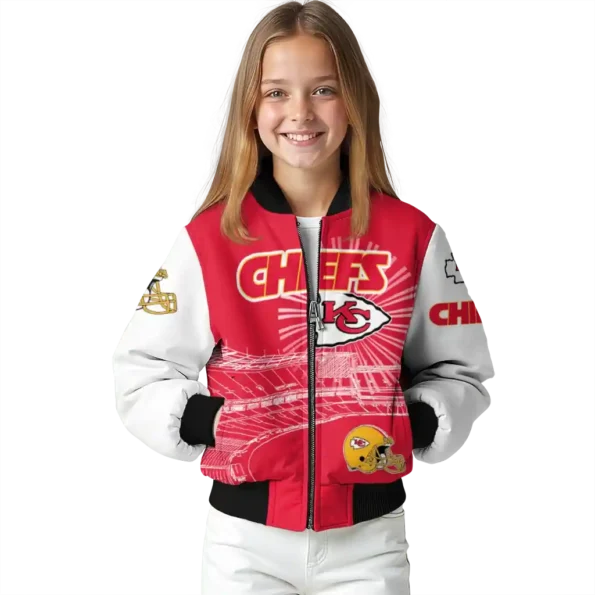 personalized kansas city chiefs ferris arena red white bomber jacket top rated