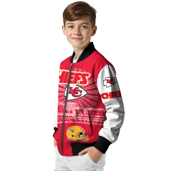 personalized kansas city chiefs ferris arena red white bomber jacket trendy