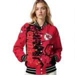 personalized kansas city chiefs hexagon cluster red black varsity jacket best selling