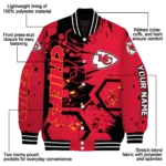 personalized kansas city chiefs hexagon cluster red black varsity jacket best selling
