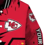 personalized kansas city chiefs hexagon cluster red black varsity jacket best selling
