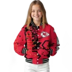 personalized kansas city chiefs hexagon cluster red black varsity jacket best selling
