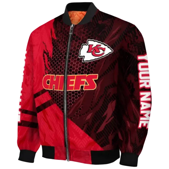 personalized kansas city chiefs hexagon mesh red black bomber jacket best selling