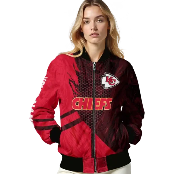 personalized kansas city chiefs hexagon mesh red black bomber jacket latest model