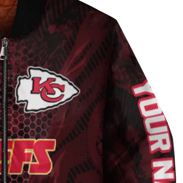 personalized kansas city chiefs hexagon mesh red black bomber jacket premium grade