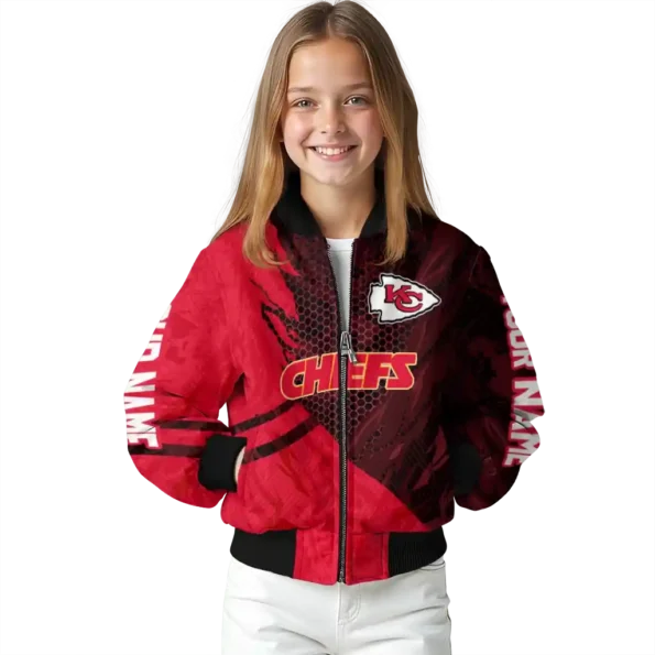 personalized kansas city chiefs hexagon mesh red black bomber jacket top rated