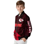 personalized kansas city chiefs hexagon mesh red black bomber jacket best selling