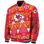 personalized kansas city chiefs pyramid shapes red varsity jacket best selling