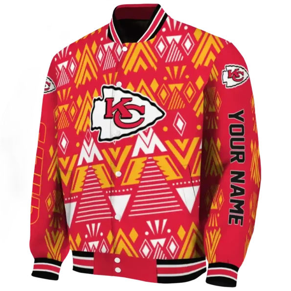 personalized kansas city chiefs pyramid shapes red varsity jacket best selling