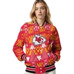 personalized kansas city chiefs pyramid shapes red varsity jacket best selling