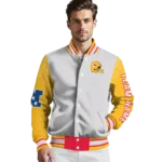 personalized kansas city chiefs speckled arms red gray varsity jacket best selling