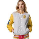 personalized kansas city chiefs speckled arms red gray varsity jacket best selling