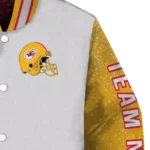 personalized kansas city chiefs speckled arms red gray varsity jacket best selling