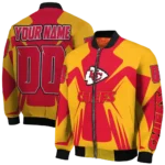 personalized kansas city chiefs spider mark red gold crocs bomber jacket best selling