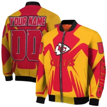personalized kansas city chiefs spider mark red gold crocs bomber jacket fashion forward