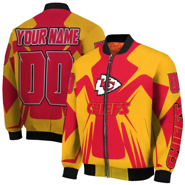 personalized kansas city chiefs spider mark red gold crocs bomber jacket fashion forward