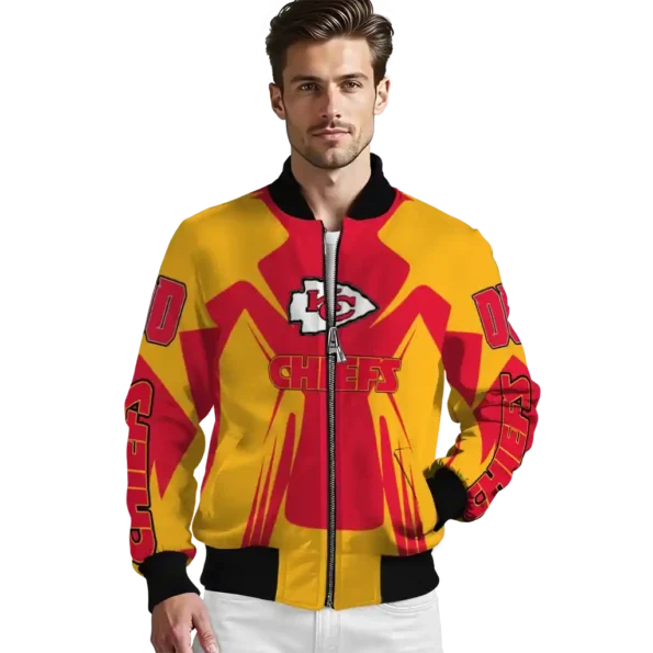 personalized kansas city chiefs spider mark red gold crocs bomber jacket high quality