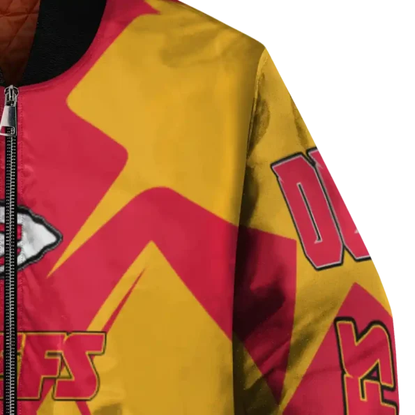 personalized kansas city chiefs spider mark red gold crocs bomber jacket premium grade
