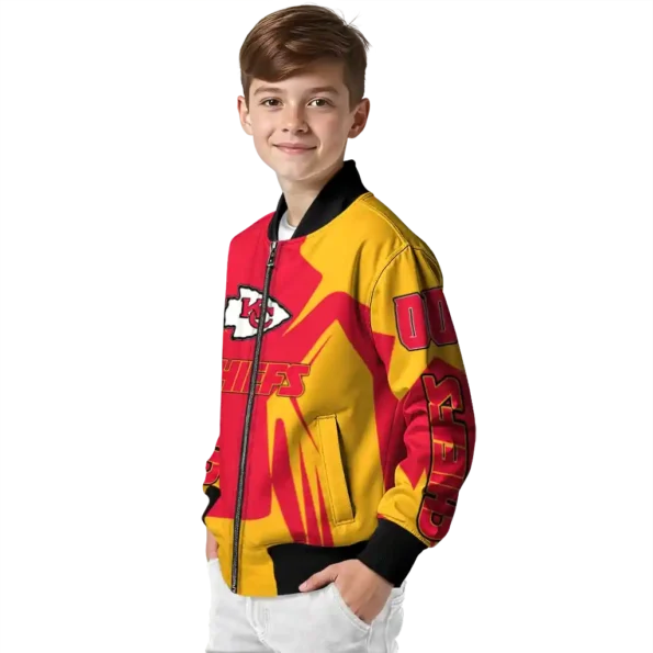 personalized kansas city chiefs spider mark red gold crocs bomber jacket trendy