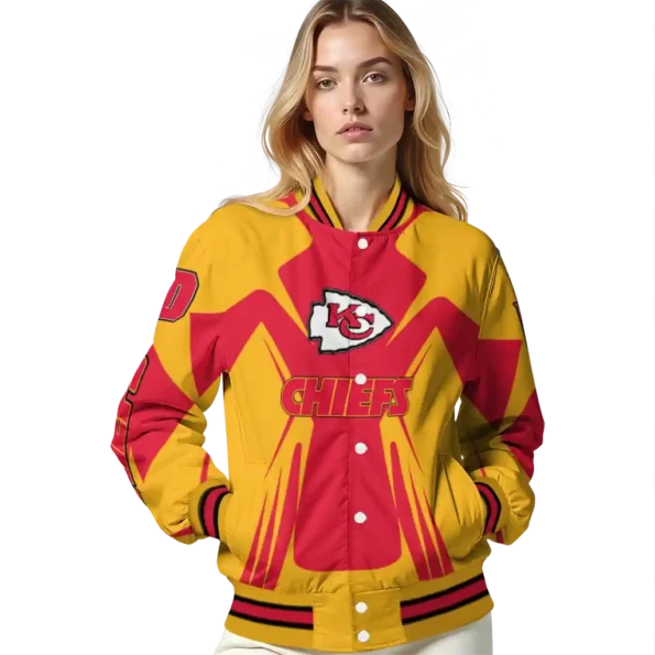personalized kansas city chiefs spider mark red gold crocs varsity jacket latest model.webp
