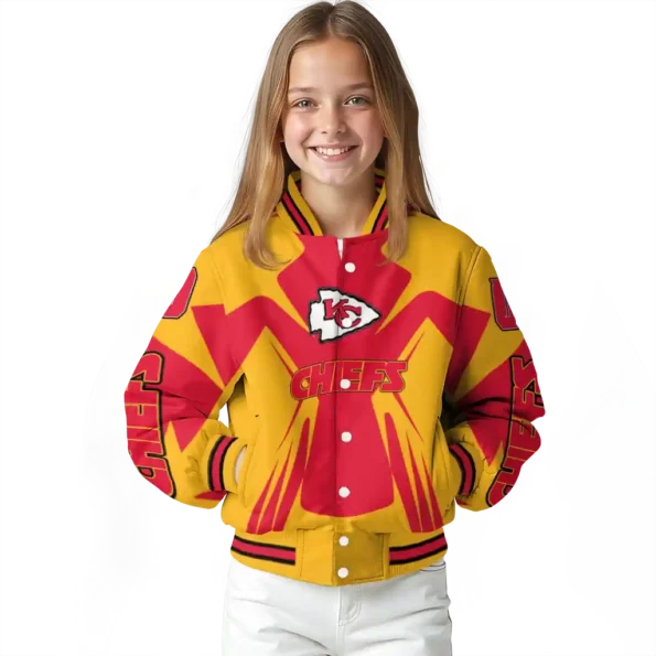 personalized kansas city chiefs spider mark red gold crocs varsity jacket top rated.webp