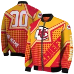 personalized kansas city chiefs star burst red bomber jacket best selling