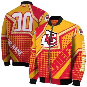 personalized kansas city chiefs star burst red bomber jacket fashion forward